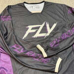 Fly Racing Kinetic Motocross Jersey Mens Large Black Purple MX Off-Road Gear